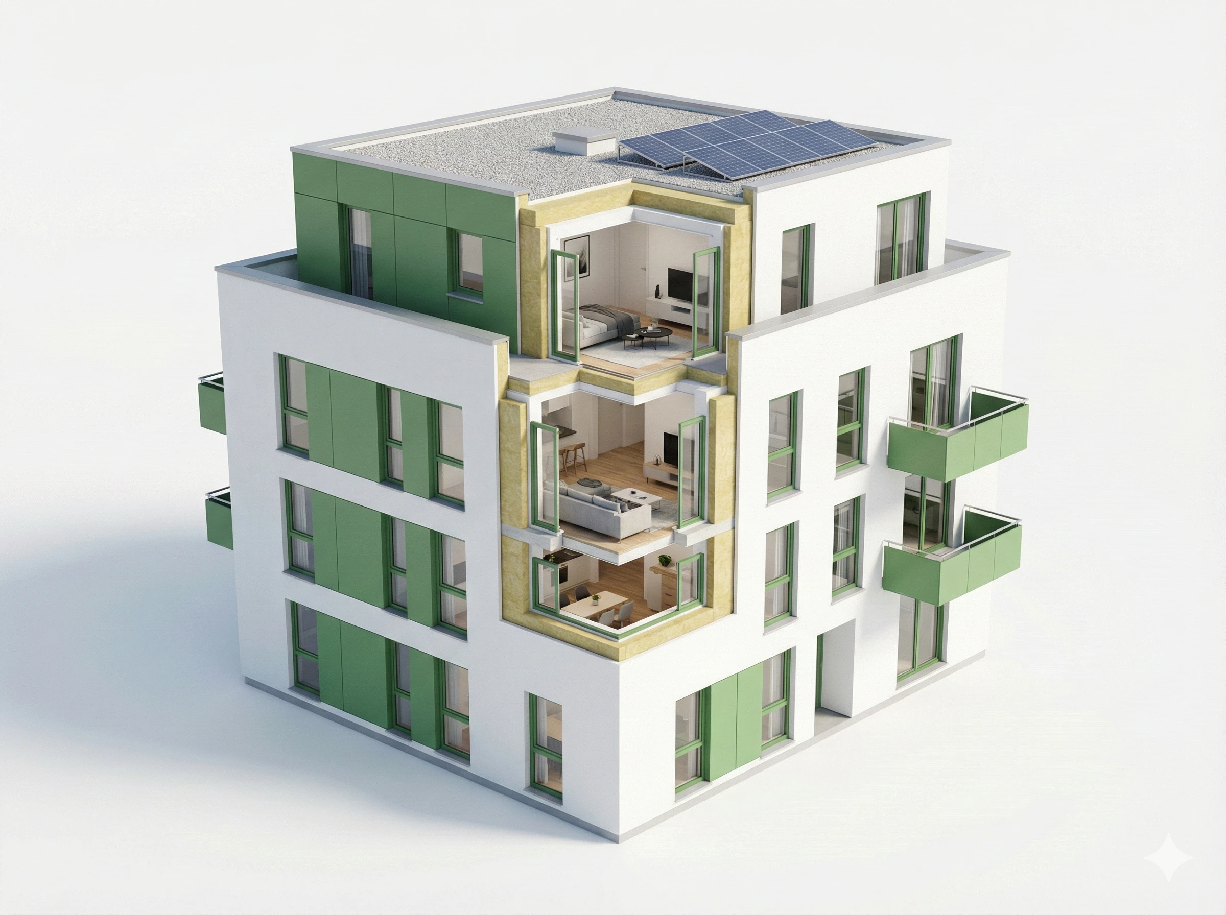 Mehrfamilienhaus Einsparpotenzial Schnittmodell